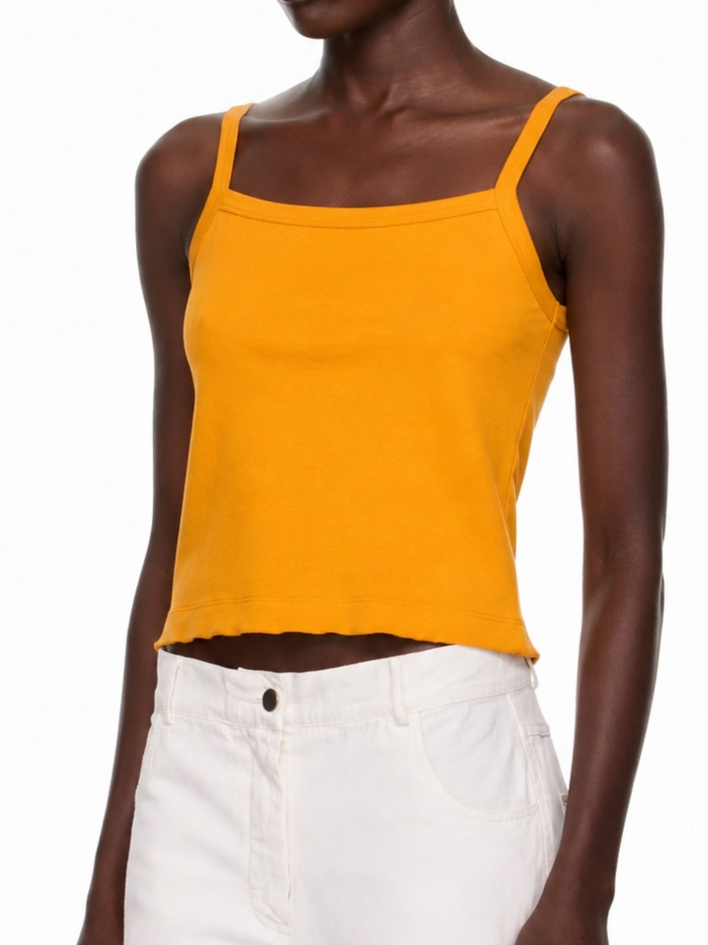 Adanola Women's Square-Neck Tank Top in Mustard Yellow